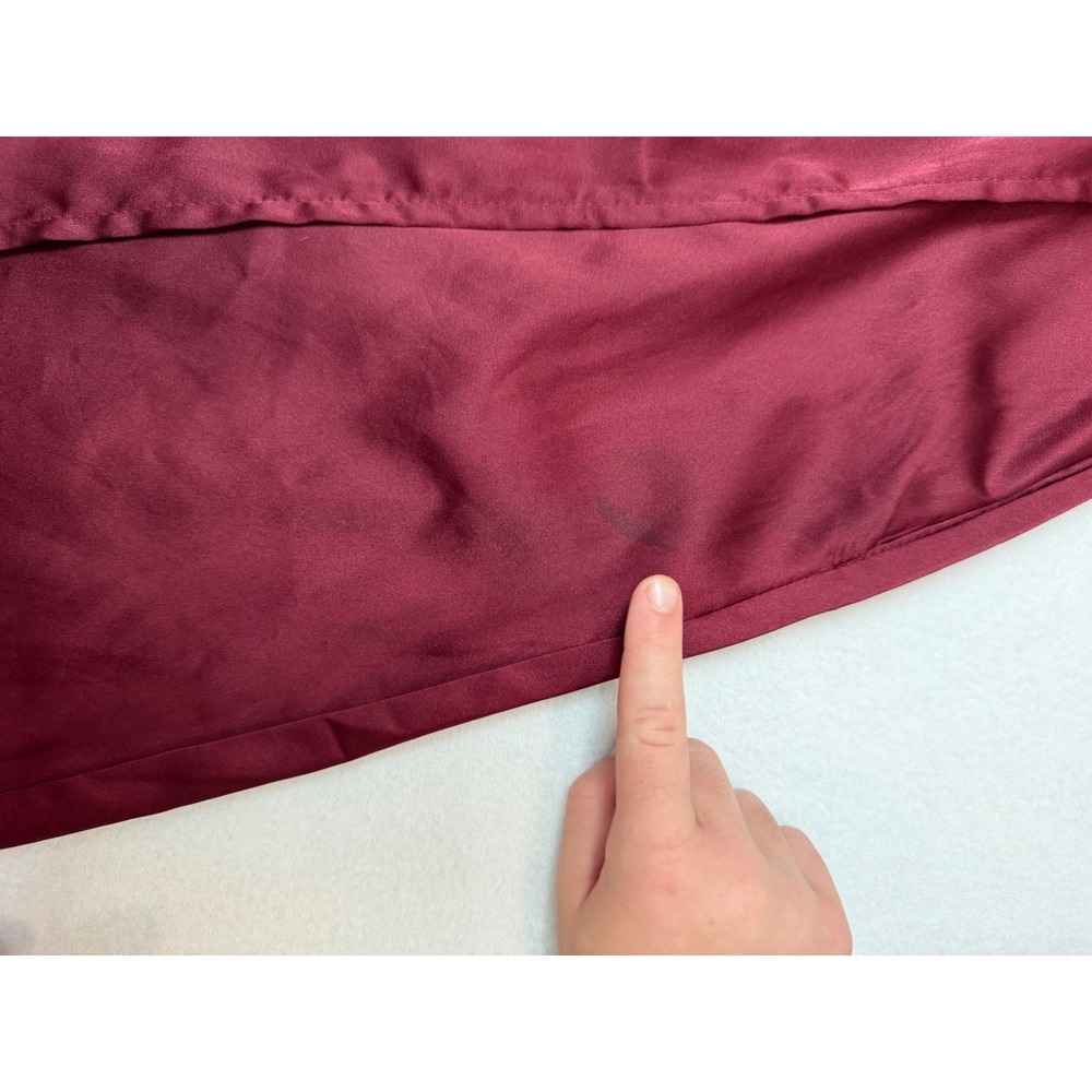 JessaKae Burgundy Satin Wrap Midi Dress Short Sleeve Wine PSD1917-J Small - Picture 2 of 9